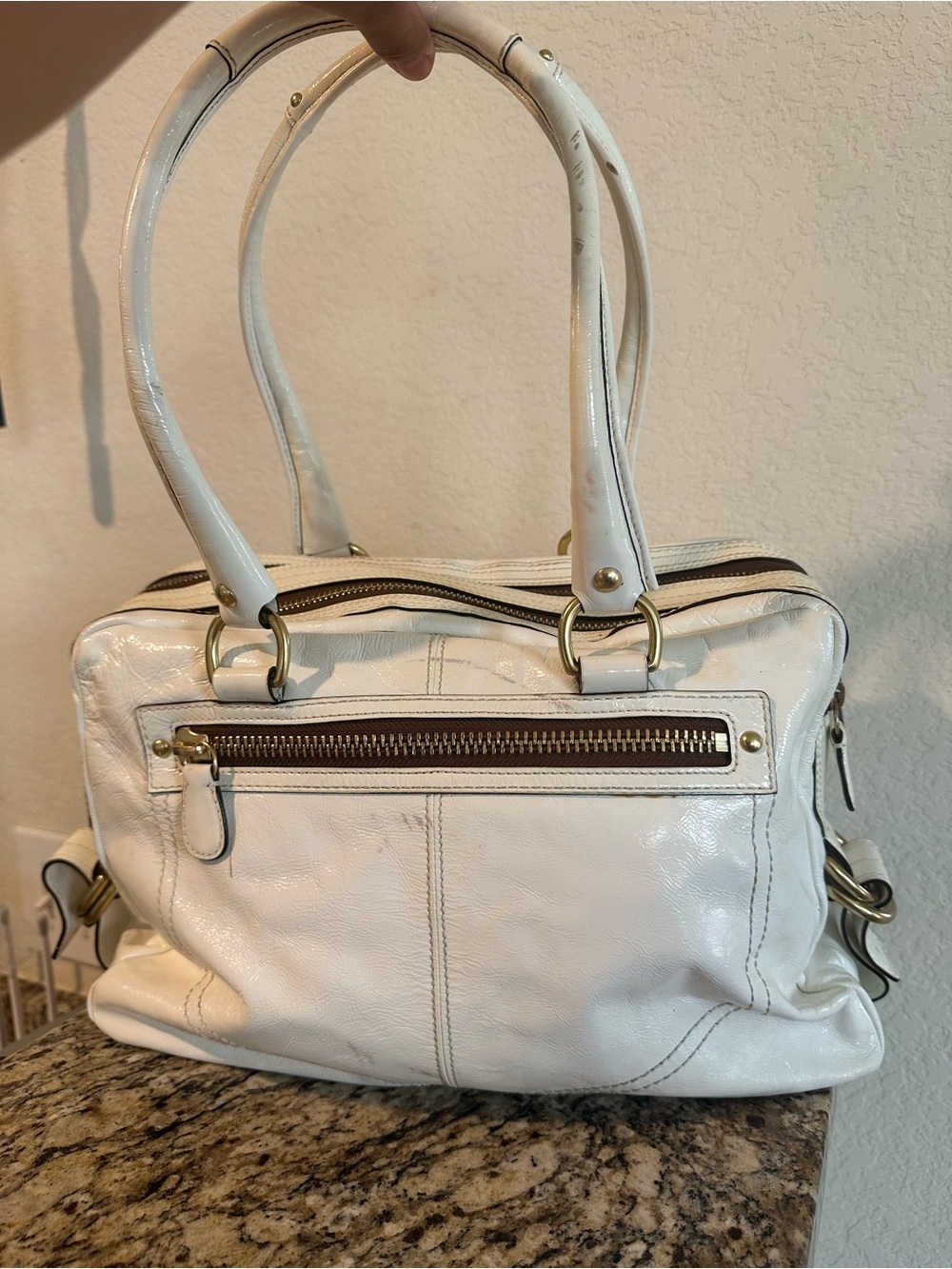 COACH Archive Limited Edition Legacy Stripe Leather Satchel Bag withe White Rare - Picture 5 of 15